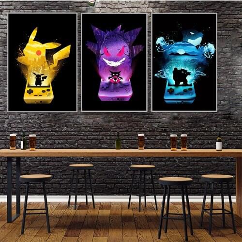 Pokemon Cartoon Art Canvas Painting Modern Mural Game Anime Poster Print Childrens Room Living Room Home Decoration Pictures