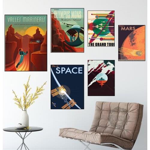 Poster Space Travel Universal Planet Mars Posters and Prints Canvas Painting Wall Art Picture for Living Room Home Decoration
