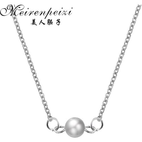 Single Imitation Pearl Necklace Simple Choker Necklace Delicate White Beads Wedding Necklace For Brides Bridesmaid Gift