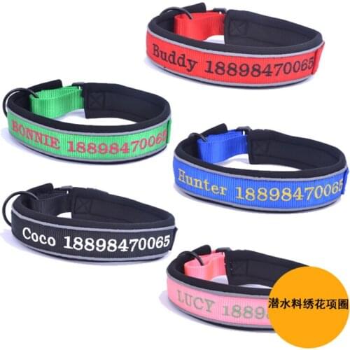 Special Nylon Customized Embroidered Telephone Name for Pet Dog Chain Reflective Dog Collars
