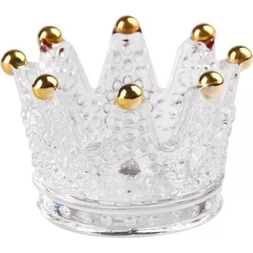 Glass Round Cigarette Ashtray Creative Desktop Smoking Ash Tray Home Office Decoration Tea Light Candle Holder, Golden, Clear