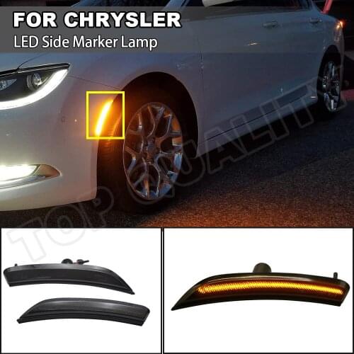 2X LED Side Marker Lights Front Amber Error Free Lamp For Chrysler 200 2015-2017 2X Front LED Side Marker(Amber) Smoked Lens