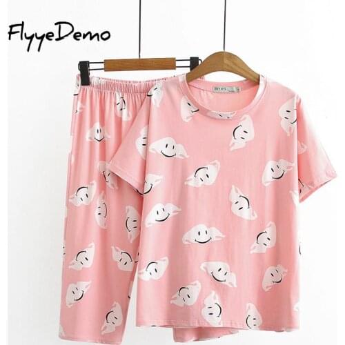 Face Sexy Fashion Women Summer Casual Two Piece Set Short Sleeve Tops Shirt Loose Beach Pants Set Bottom Suit Outfit Plus Size