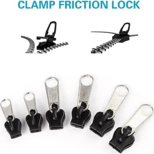 6pcs Universal Zipper Head 3 Sizes Instant Fix Zipper Repair Kit Replacement Zip Slider Teeth Rescue Zippers Sewing Accessories