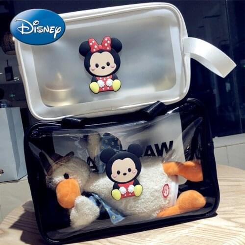 Disney Cartoon Mickey Mouse Minnie Cosmetic Bag Large Capacity Waterproof Thickened Transparent Wash Storage Bag Large