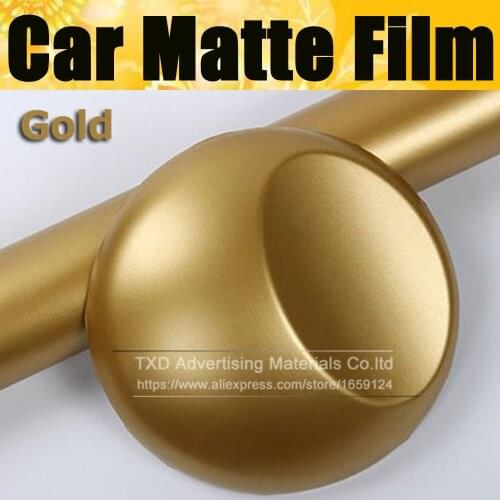 Top quality 10/20/30/40/50/60X152CM/Lot Gold Matte Vinyl Wrap film Car Sticker Matt Gold Car Styling Film with Air bubble free
