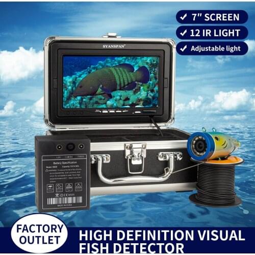 WF01PLUS 1080P 7inch Underwater Fishing Camera 12 White LED Ice Fish Finder Ice Fishing Camcorder with 15m Cable DVR Optional