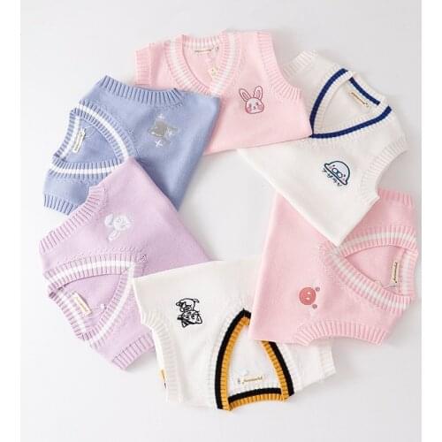 Japanese Sweet Sweaters JK Uniform Vest Women Preppy Style Cartoon Embroidery Knitted Pullovers Tank Girls Cute Waistcoat Tops