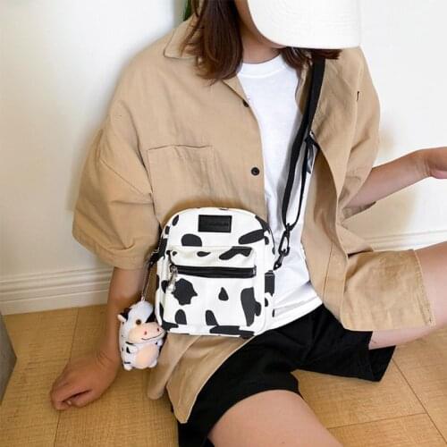 Women Girls Cartoon Cow Print Shoulder Crossbody Bag Lady Tote Satchel Purse LX9F