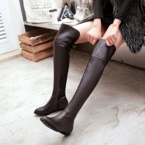 Big Size 35-48women Boots Round Head High Skinny Stretch Boots Women Sexy Over-the-knee Boots Women Plus Cotton Warm Boots Mujer