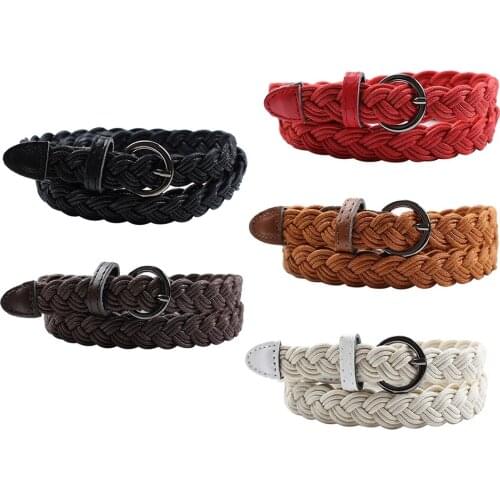 Women Leather Wax Rope Weaved Waist Belt Skinny Braided Waistband Retro Waist Belts Jeans Pants Dresses Shirt Sweaters Access
