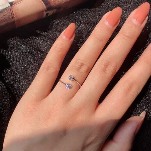 Women Fashion Round Zircon Ring Adjustable Opening Cocktail Party Crystal Rings Women Girls Wedding Band Engagement Ring Jewelry