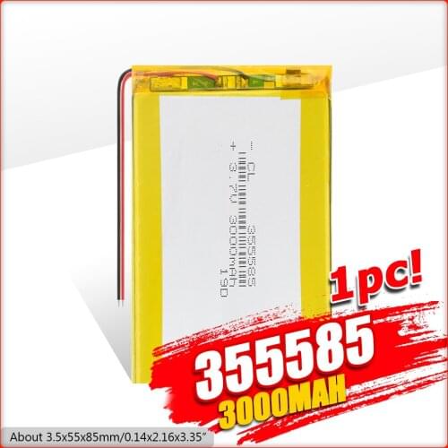 1/2/4 Pcs 355585 3000mAh Li-polymer Batteries 3.7V 355585 Lipo For Selfie Stick Dvd Power Bank Flashlight Driving Recorder
