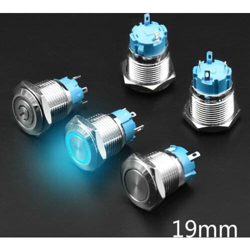 1pc 19mm Metal button switch Momentary self reset/locking Latching Waterproof LED Warning Indicator Light Signal Lamp Pilot 1NO