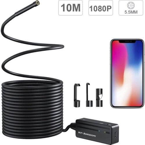 10M Cable Length Wireless Endoscope HD 5.5mm Waterproof WIFI Snake Camera Video Inspection Borescope for mobile phone PQ104
