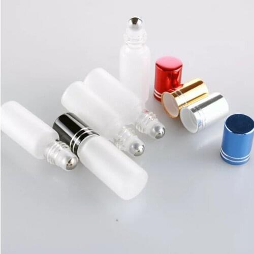 10pcs 5ml Roller BottlesMultiple Colors To Choose THICK Glass Steel Roll on Ball for Essential Oils Empty Bottle