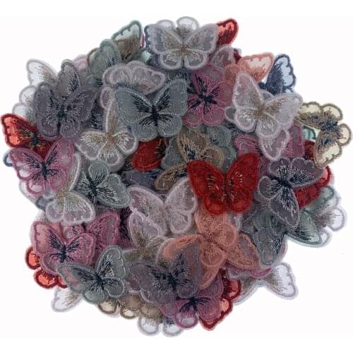 10Pcs Embroidered Organza Butterfly Patches Appliques For Clothes Sewing DIY Hair Clip Apparel Accessories 3.5cm