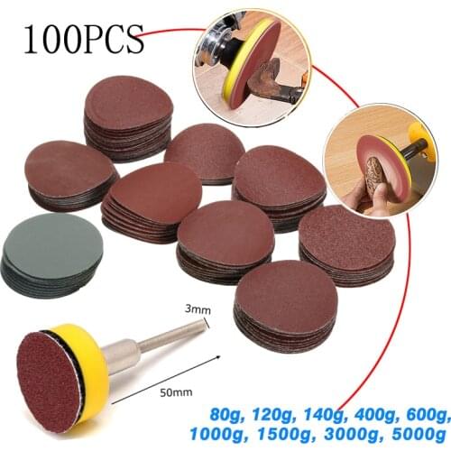 100pcs 25mm/1inch Sandpaper + 1pc 1inch Hook Loop Backer Plate 1/8inch Shank + 1pcs Loop Sanding Pad Abrasives Mixed Polishing