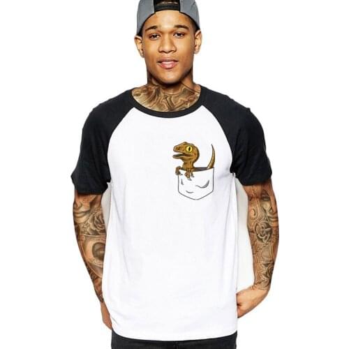 2020 fashion Pocket Raptor Men Jurassic Park cotton TShirt boy girl birthday gift cotton t shirts streetwear male family t-shirt