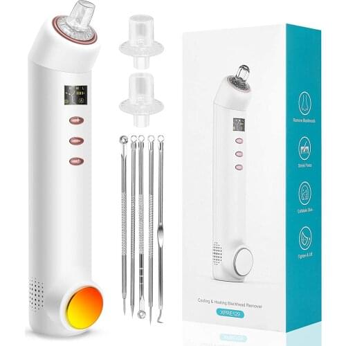 2021 Blackhead Remover USB Rechargeable Face Nose Pore Vacuum Cleaner with Hot/Ice Compress LED Display 4 Levels 2 Probes