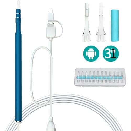 3 In 1 Earwax Cleaning Endoscope USB 5.5mm Visual Earpick HD Camera Spoon Otoscope Ear Cleaner Clean Tool Endoscope