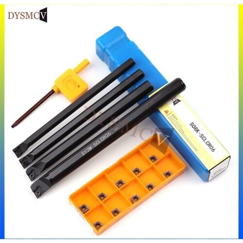 4PCS SCLCR06 S07K / S08K / S10K /S12M /95 degree turning tool holder boring bar + 10PCS CCMT060204 carbide insert lathe tool