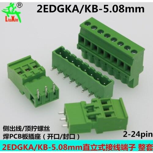 5.08MM terminal block 2P-24Pins plug-in PCB 2EDGKA/KB-5.08mm straight /curved needle