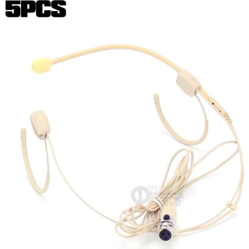 5Pcs Mini XLR 3 Pin TA3F Dual Earhook Headset Microphone System For Samson Wireless Mic UB7 UR7 CB288 CR288 SR55 ST5 UM1 CT7 UT1