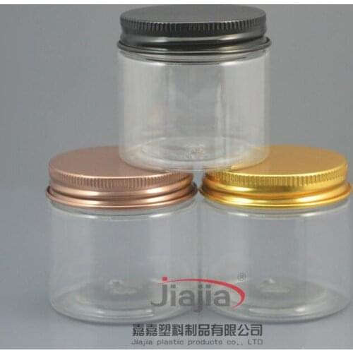 50 grams clear PET Jar,50g PET jar with Bronze/black/gold Aluminum Cap Cream Jar 50ml Electroplate Aluminum lid+PET Jar