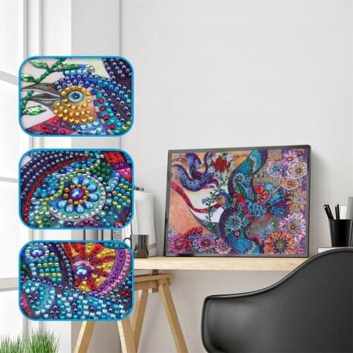5D Special Shaped Diamond Painting Birds Picture Partially Drilled Rhinestone Diamond Embroidery Cross Stitch Home Decor Art