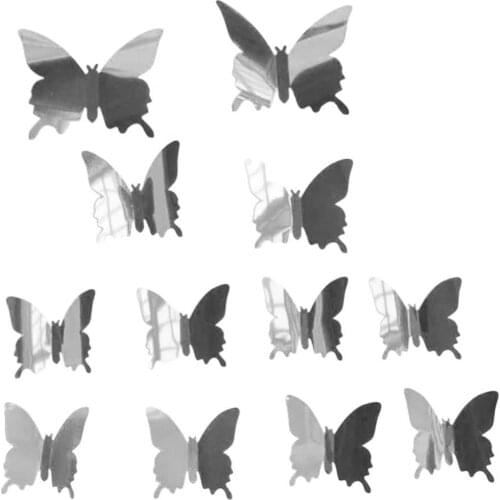 60% Hot Sale 12Pcs/Set Butterfly 3D Mirror PVC Wall Art Sticker Decal Removable Home Decor