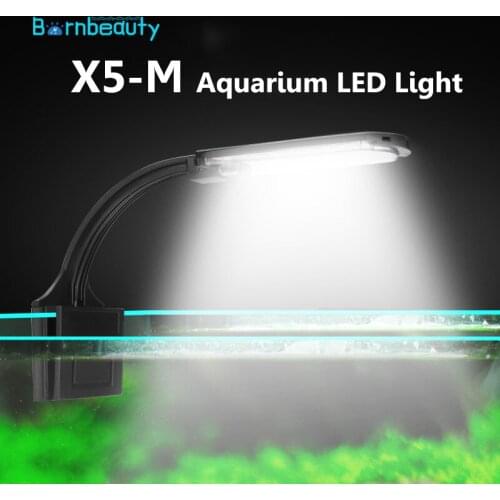 Aquarium Plants Growing Lighting Ultra-thin Tank Clip-on Fish Plant Grow LED Light suit for 15-30cm Tank 5W X5-M Aquarium Lamps