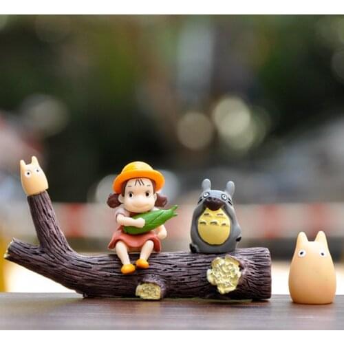 Anime Tonari No Totoro Classic Scene Mini Landscape Figurine Toys Little Girl Mei Holding Corn With My Neighbor Totoro Diy Gifts