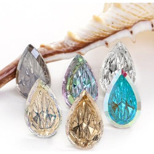 Astrobox Fancy Relief Drop Nail Art Glass Crystal 9x14mm Glue On Rhinestone Loose Crystal Beads DIY Nails Decoration Accessories