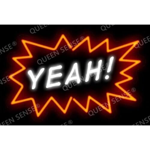 14"x10" YEAH! Acrylic Custom Neon Light Lamp Sign Beer Bar Handmade Real Glass Decorate Home Wall Room Decor Artwork Bedroom