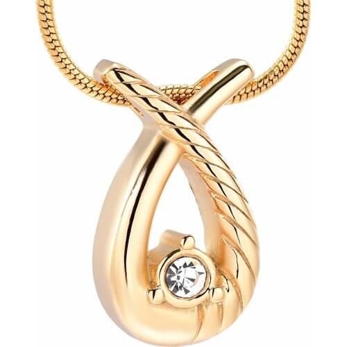 K11529 Crystal Inlay Water Drop Cremation Jewelry for Ashes Pendant Urns Pet/Human Stainless Steel Women Men Memorial Necklace