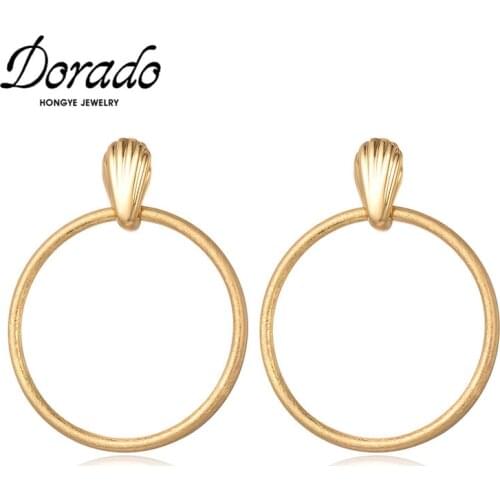 Dorado Classic Big Round Drop Earrings For Women Punk Fashion Gold Silver Color Circle Hollow Out Metal Girl Brincos Jewelry