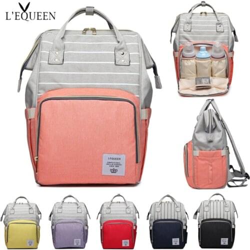Lequeen Drop shipping Stripe Diaper Bag Nappy Bag Maternidade Nursing Bag Colorful Baby Diaper Backpack