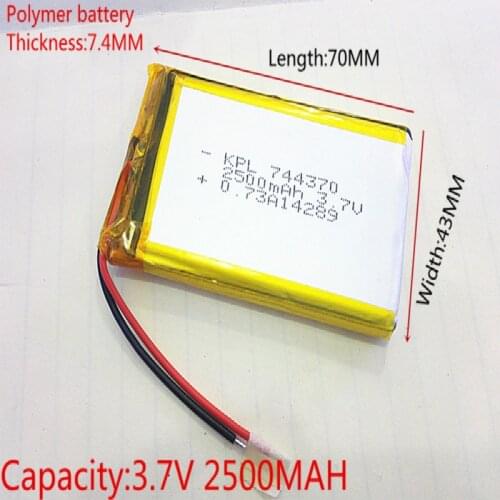 3.7V,2500mAH,744370 PLIB ( polymer lithium ion battery ) Li-ion battery for tablet pc,GPS,mp3,mp4,cell phone,speaker