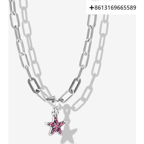 Fashionable new 925 sterling silver pink wishing star necklace, new collection