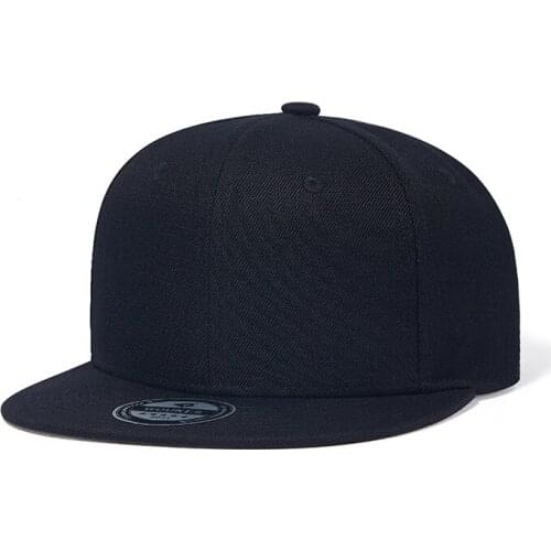 Men Baseball Cap Snapback Black Flat Bill Dad Hat Hiphop Adjustable Sports Outdoor Accessory For Teenagers