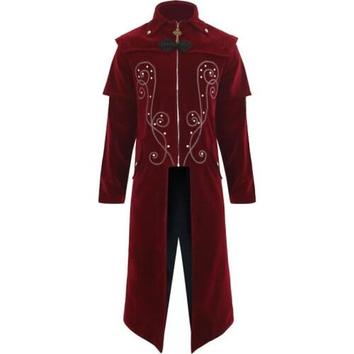 Mens Steampunk Vintage Tailcoat Jacket Gothic Victorian Frock Coat Uniform Medieval Retro Jackets Men Halloween Cosplay Costume
