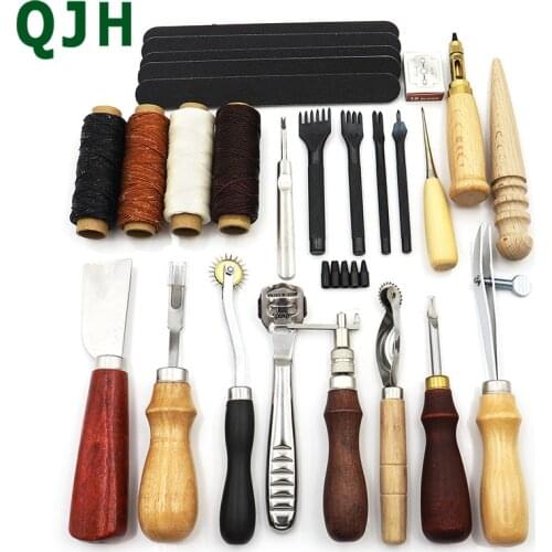 DIY Leather Craft Tools kit Hand Stitch Stitching Punching Carving Work Saddle Leather Craft Accessories Hand Tool kits