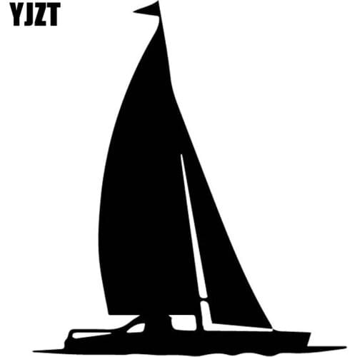 YJZT 13CM*14.7CM Ordinary Ship River Simple Boat Sail Shadow Vinly Decal Car Sticker Nice Black/Silver C27-0483