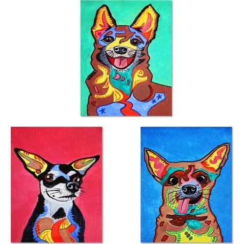 Wall Art Abstract Graffiti Animal Canvas Painting Nordic Funny Dog Watercolor Picture Posters Print for Living Room Decoration