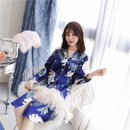 New Nightshirt Women Autumn Long Sleeve Silk Nightdress 3XL Satin Girlsfriends Sleepwear Loose Female Elegant Clothing Homewear
