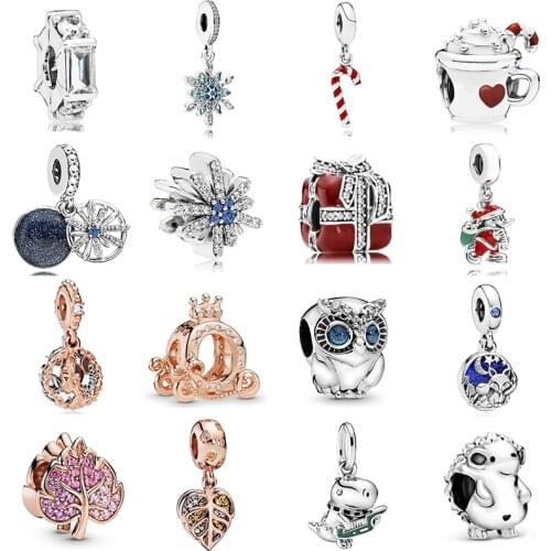 2021 New Alloy Bead Mickey Autumn Winter Christmas Animal Rose Charm Fit Original Pandora Bracelet Bangle DIY Women Jewelry