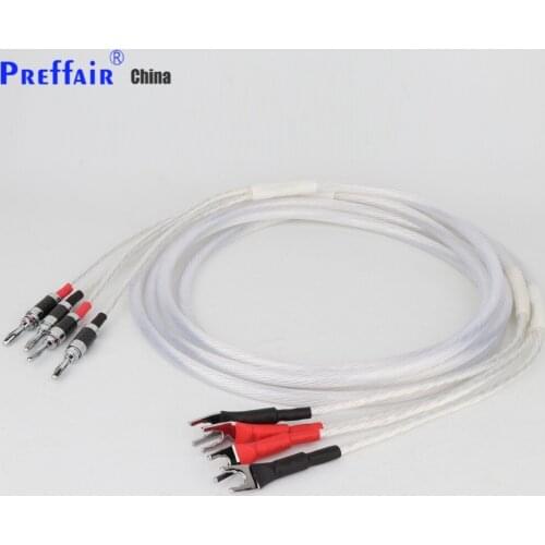 2021New One Pair HIFI Silver-Plated Speaker Cable Hi-END 4N OFC Speaker Wire For HI-FI Systems Y Plug Banana Plug Speaker Cable