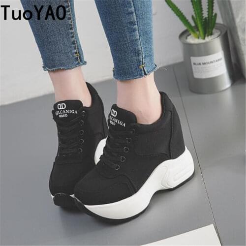 Womens Ankle Boots 2020 Autumn PU Leather Shoes Woman Platform Height Increased Sneakers 10 CM Thick Sole Wedges White Boots