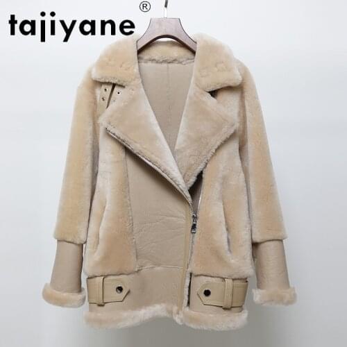 Women Coat Winter Wool 2021 Womens Natural Sheep Fur Jackets Woman Genuine Sheepskin Coats Biker Mujer Parkas TN1428